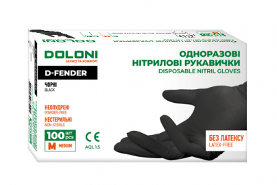Рукавички нітрилові DOLONI стандартні р. L 50 пар/уп. чорні
